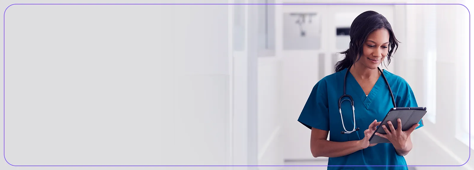 Health professional consulting a tablet