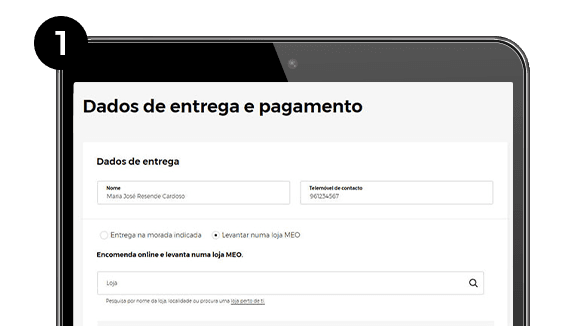 Select the "Pick up in a MEO store" option and search for the store where you want it delivered.